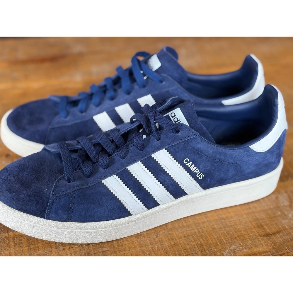 adidas Originals Campus Men's 10 Bz0086 Dark BLUE Chalk WHITE Shoes No Insoles